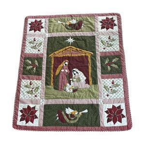 Christmas Manger Scene Quilted Throw